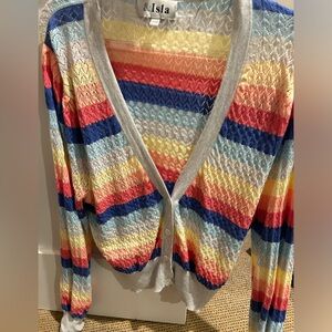 Isla colorful rainbow cardigan. Size medium. Super stylish